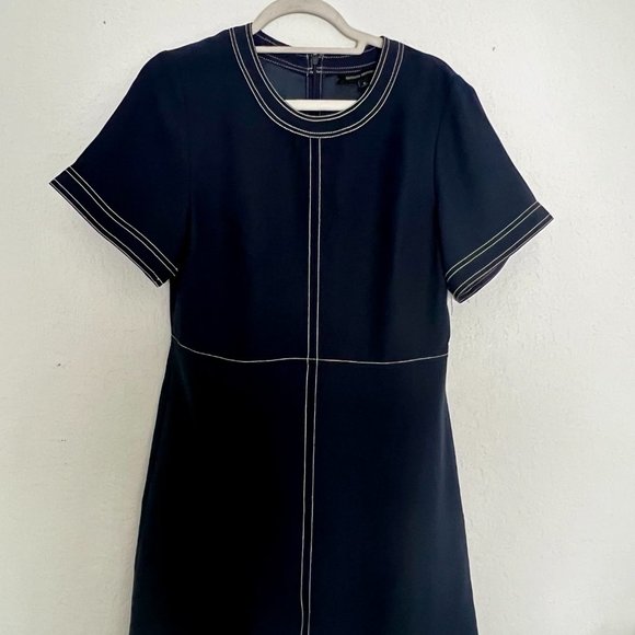 Banana Republic Dark Blue Knee Length Dress with Stitching - Picture 2 of 3